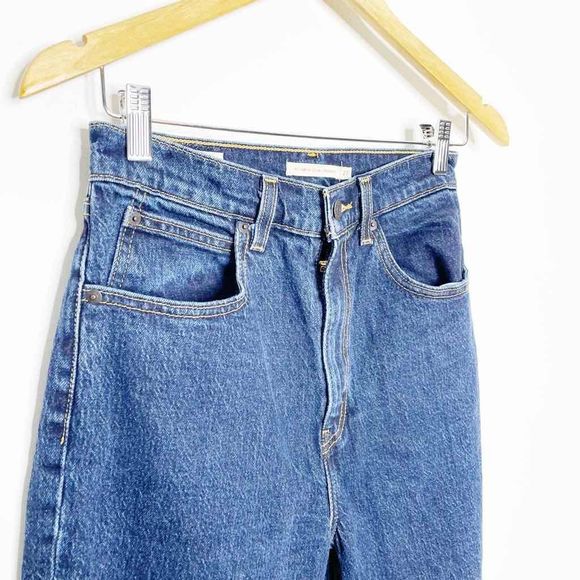 LEVI'S Premium 70'S HIGH RISE SLIM STRAIGHT Jeans Dark Wash womens 27 - Picture 3 of 9